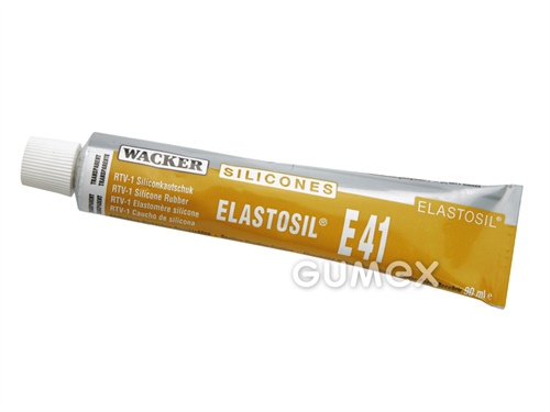 Silikonový tmel ELASTOSIL E-41, tuba 90ml, viskozita 65000mPa*s při 23°C, hustota 1,12g/cm³, -45°C/+180°C (krátkodobě +200°C), transparentní